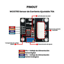 WCS1700 Sensor de Corriente 70A Pinout