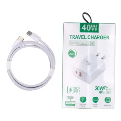 Cargador de Carga Rápida 40W US + Cable Tipo C