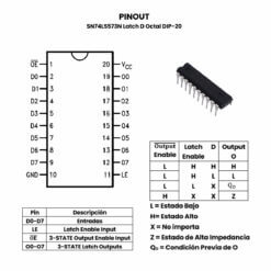 SN74LS573N Latch D Octal DIP-20 Pinout (2)