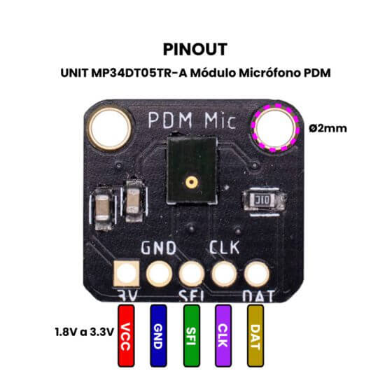 MP34DT05TR-A Modulo Micrófono PDM Pinout