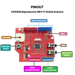 VS1053 Reproductor MP3 TF Shield Arduino- Pinout