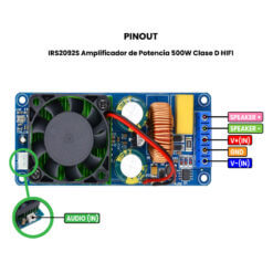 AR3734 - IRS2092S Amplificador de Potencia 500W Clase D HIFI - Pinout V2