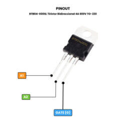 AR3759 - BTB04-600SL Tiristor Bidireccional 4A 600V TO220 - Pinout