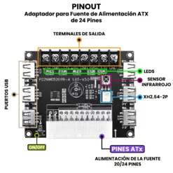 AR3777 - Adaptador para Fuente de Alimentación ATX de 24 Pines PINOUT