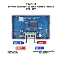 AR3816 - ZK-PP2K Generador de Señal PWM 1Hz ∼ 150KHz 3V3 ∼ 30V PINOUT