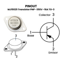 MJ15025 Transistor PNP -350V -16A TO-3 Pinout