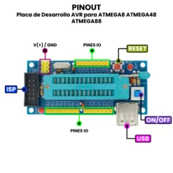 AR3964 - Placa de Desarrollo AVR para ATMEGA8 ATMEGA48 ATMEGA88