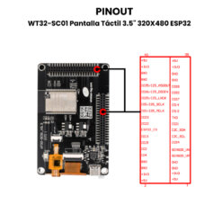 AR3997 - WT32-SC01 Pantalla Táctil 3_5 320X480 ESP32 - Pinout