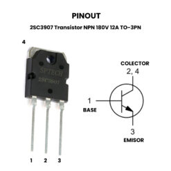 AR4005 - 2SC3907 Transistor NPN 180V 12A TO-3PN - Pinout2