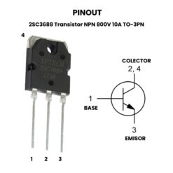AR4007 - 2SC3688 Transistor NPN 800V 10A TO-3PN - Pinout