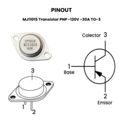 MJ11015 Transistor PNP -120V -30A TO-3 - Pinout