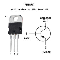 TIP117 Transistor PNP -100V -2A TO-220 - Pinout2
