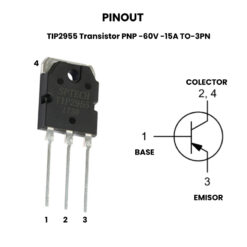 AR4022 - TIP2955 Transistor PNP -60V -15A TO-3PN - Pinout2