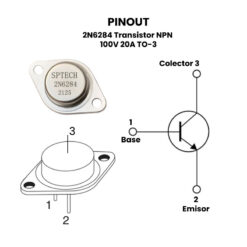 2N6284 Transistor NPN 100V 20A TO-3 pinout
