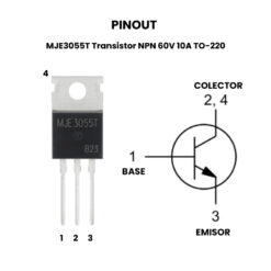 MJE3055T Transistor NPN 60V 10A TO-220 - Pinout