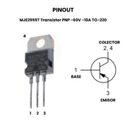 MJE2955T Transistor PNP -60V -10A TO-220 - Pinout