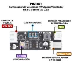 AR4222 - Controlador de Velocidad PWM para Ventilador de 2-3 Cables 12V 0