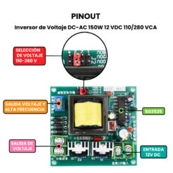 Inversor de Voltaje DC-AC 150W 12 VDC 110 - 280 VC - Pinout2