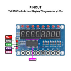TM1638 Teclado con Display 7 Segmentos y LEDs Pinout