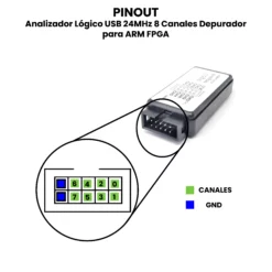 AR4305 - Analizador Lógico USB 24MHz 8 Canales Depurador para ARM FPGA PINOUT_1