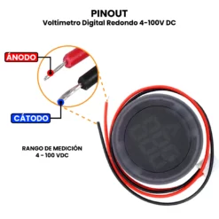 AR4219 - Voltímetro Digital Redondo 4-100V DC PINOUT