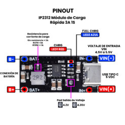 IP2312 Módulo de Carga Rápida 3A 1S