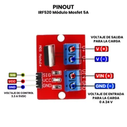 AR4382 - IRF520 Módulo Mosfet 5A PINOUT