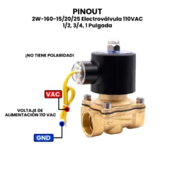 AR4589 - AR4591 - 2W-160-15,20,25 Electroválvula 110V 1-2, 3-4, 1 Pulgada PINOUT