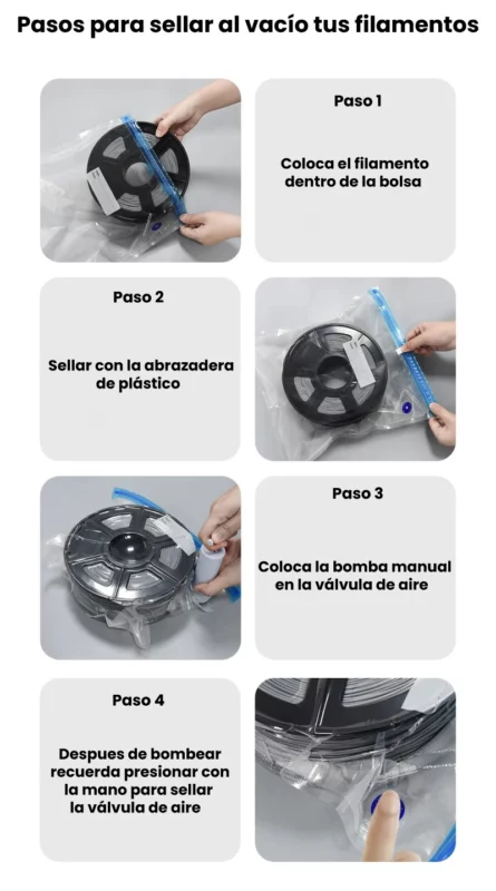 Bolsa de Sellado al Vacío para Filamentos 10pcs con Accesorios