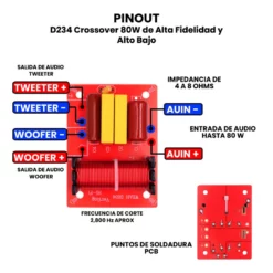 AR4657 - D234 Crossover 80W de Alta Fidelidad y Alto Bajo PINOUT