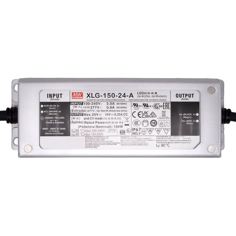 XLG-150-24-A Fuente Conmutada 24V 6.25A IP67 MEAN WELL