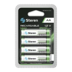 Paquete de 4 pilas Recargables AA NiMH 2500 mAh de Alta Capacidad