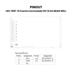 LRS-150F-12 Fuente Conmutada 12V 12.5A Pinout