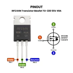 Alternative view of IRFZ44N Transistor Mosfet TO-220 55V 49A