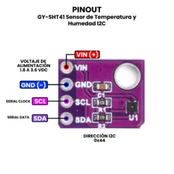 AR4793 - GY-SHT41 Sensor de Temperatura y Humedad I2C PINOUT 2