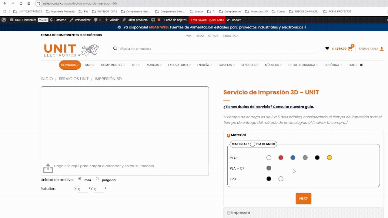 Selección de material Servicio de Impresión 3D
