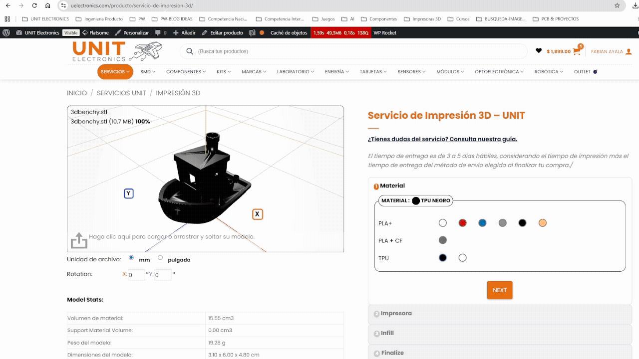Seleccionar parametros de impresión