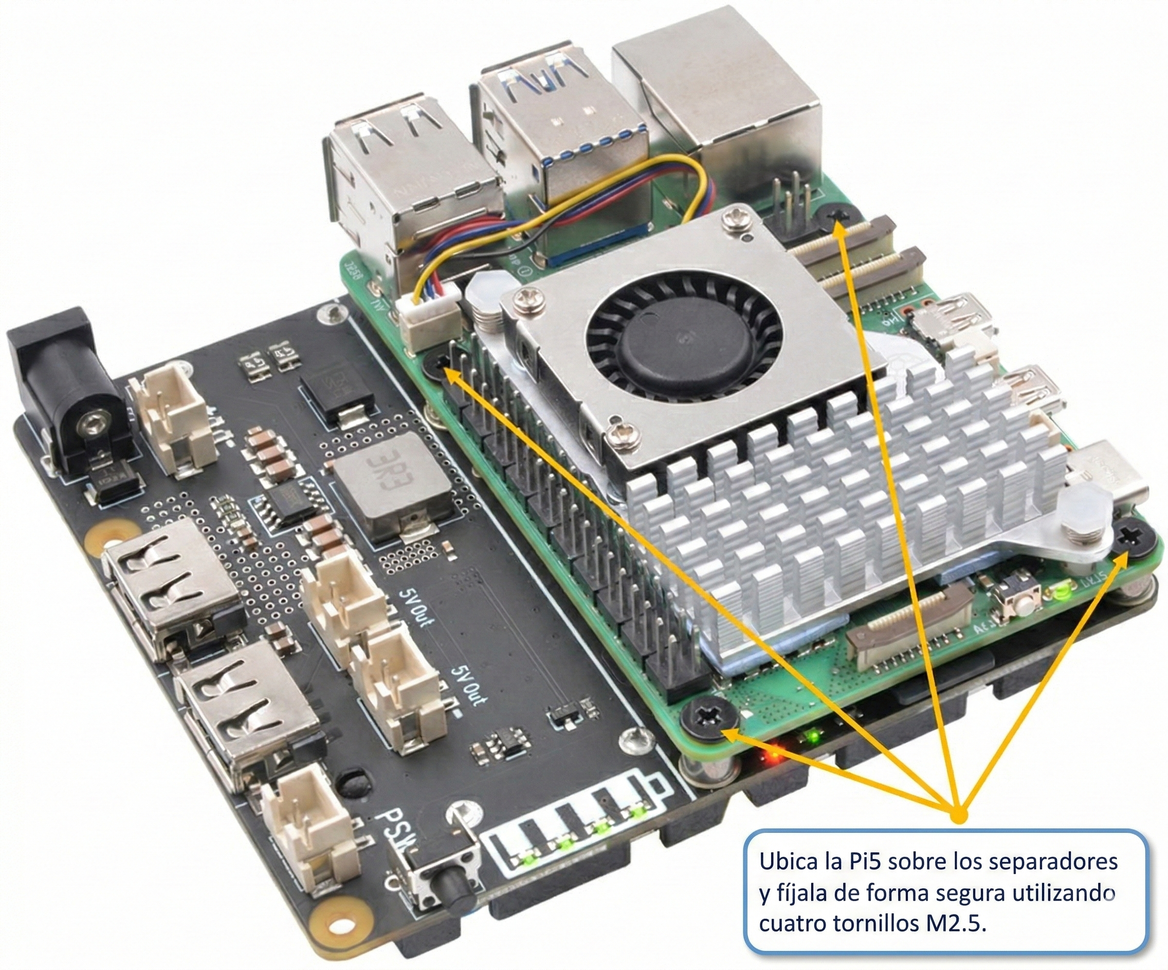 UPS HAT 18650 5.1V 5A para Raspberry Pi 5 FIT0992