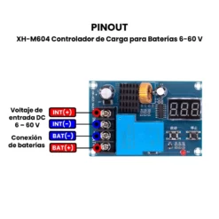 XH-M604 Controlador de Carga para Baterías 6-60 V Pinout