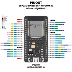AR1191 - AR5464 - ESP32 38 Pines ESP WROOM 32 MicroUSBUSB-C PINOUT