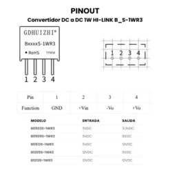 Convertidor DC a DC 1W HI-LINK B_S-1WR3