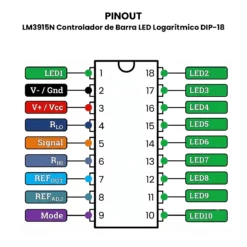 AR5300_LM3915N Controlador de Barra LED Logarítmico DIP-18__PINOUT_1