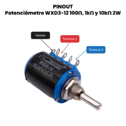 Potenciómetro WXD3-12 100Ω, 1kΩ y 10kΩ 2W