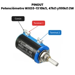 Potenciómetro WXD3-13 10kΩ, 47kΩ y100kΩ 2W