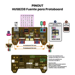 HUSB238 Fuente para Protoboard con Señuelo de Carga