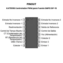 KA7500B Controlador PWM para Fuente SMPS DIP-16_Pinout