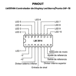 LM3914N Controlador de Display Led Barra_Punto DIP-18_pinout