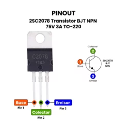 Alternative view of 2SC2078 Transistor BJT NPN 75V 3A TO-220