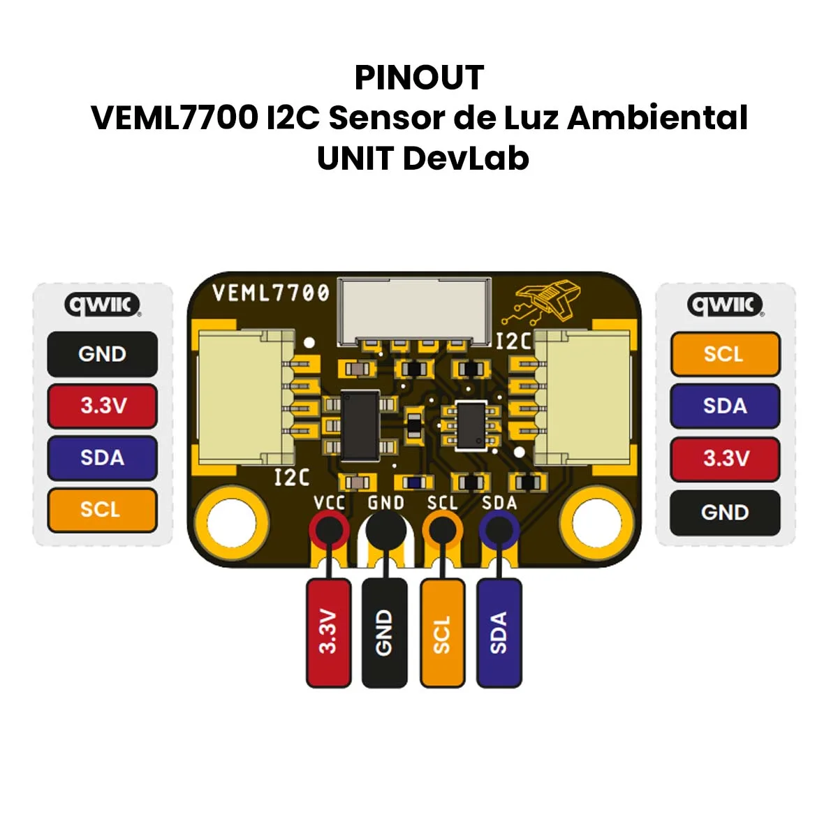 VEML7700 I2C Sensor de Luz Ambiental – UNIT DevLab - Imagen 2