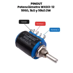 Potenciómetro WXD3-12 100Ω, 1kΩ y 10kΩ 2W